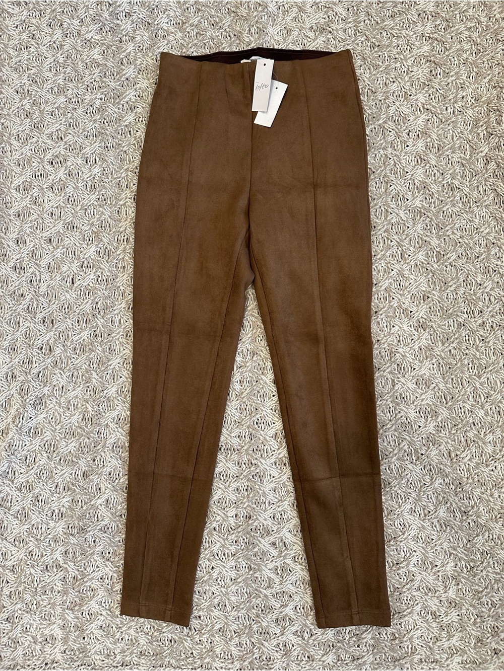 LOFT Brown Faux-Suede Skinny Pants